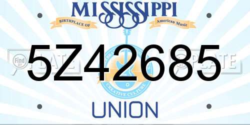 5Z42685 Mississippi License Plate