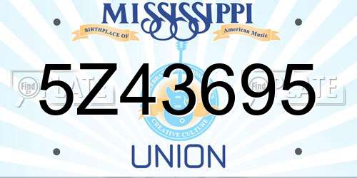 5Z43695 Mississippi License Plate