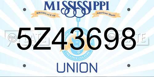 5Z43698 Mississippi License Plate