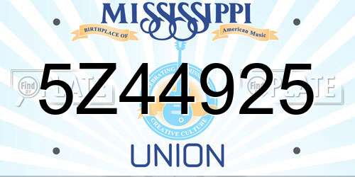 5Z44925 Mississippi License Plate