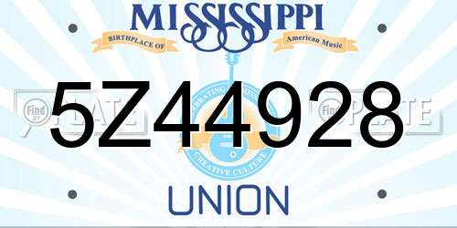 5Z44928 Mississippi License Plate