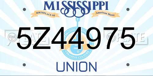 5Z44975 Mississippi License Plate