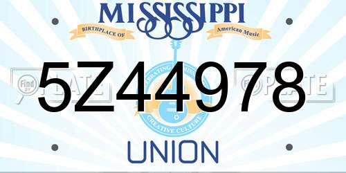 5Z44978 Mississippi License Plate
