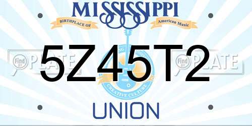 5Z45T2 Mississippi License Plate