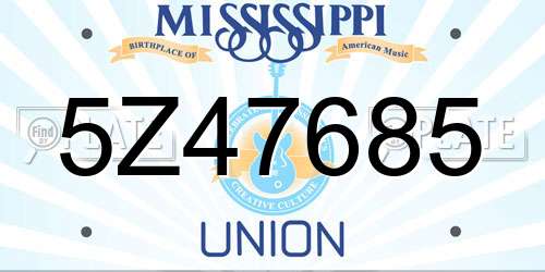 5Z47685 Mississippi License Plate