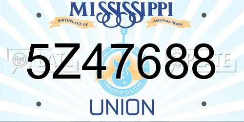 5Z47688 Mississippi License Plate