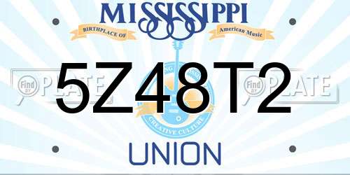 5Z48T2 Mississippi License Plate