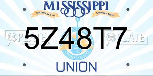 5Z48T7 Mississippi License Plate