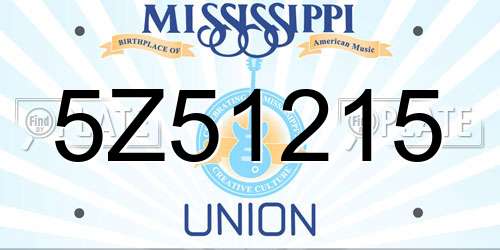 5Z51215 Mississippi License Plate