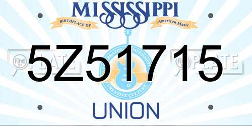 5Z51715 Mississippi License Plate
