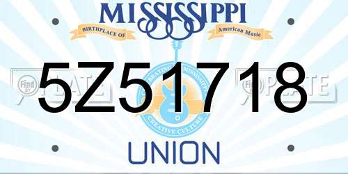 5Z51718 Mississippi License Plate