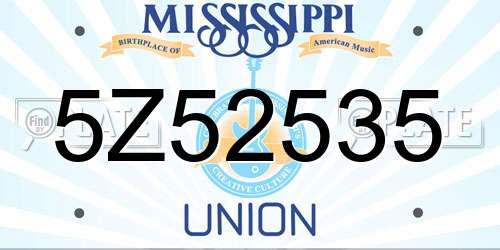 5Z52535 Mississippi License Plate