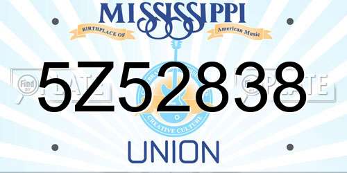 5Z52838 Mississippi License Plate