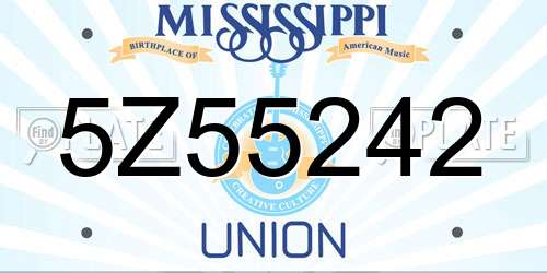 5Z55242 Mississippi License Plate