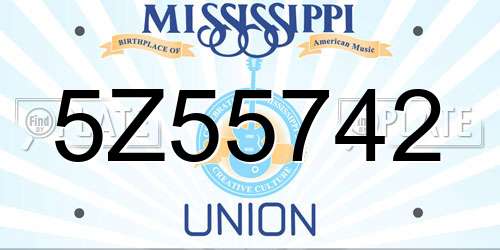 5Z55742 Mississippi License Plate