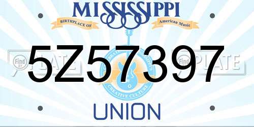 5Z57397 Mississippi License Plate