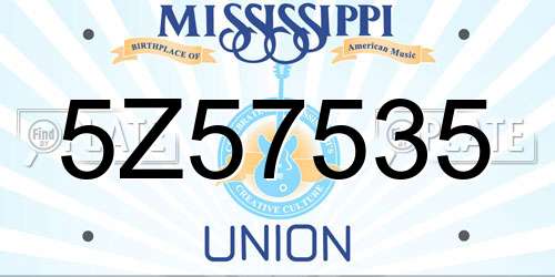 5Z57535 Mississippi License Plate