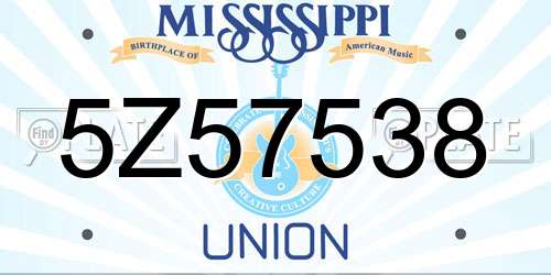 5Z57538 Mississippi License Plate