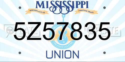 5Z57835 Mississippi License Plate