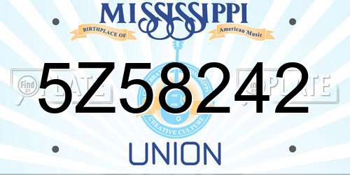 5Z58242 Mississippi License Plate