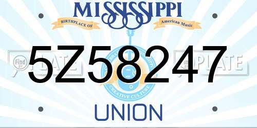 5Z58247 Mississippi License Plate