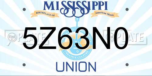 5Z63N0 Mississippi License Plate