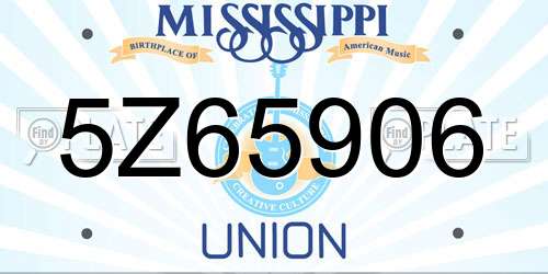 5Z65906 Mississippi License Plate
