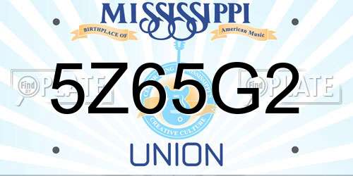 5Z65G2 Mississippi License Plate
