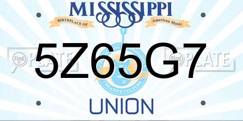 5Z65G7 Mississippi License Plate
