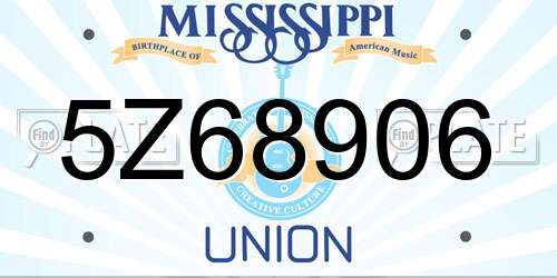 5Z68906 Mississippi License Plate