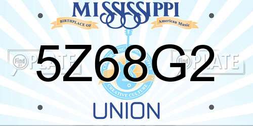 5Z68G2 Mississippi License Plate