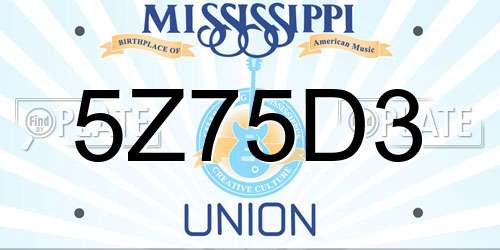 5Z75D3 Mississippi License Plate