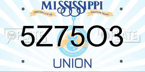5Z75O3 Mississippi License Plate
