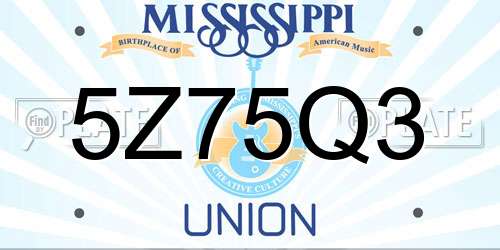 5Z75Q3 Mississippi License Plate
