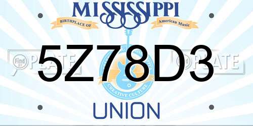 5Z78D3 Mississippi License Plate