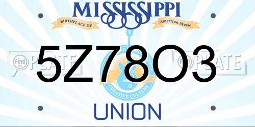 5Z78O3 Mississippi License Plate