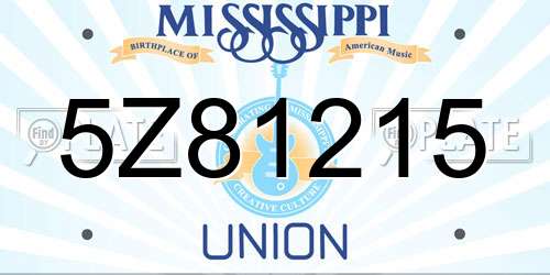5Z81215 Mississippi License Plate