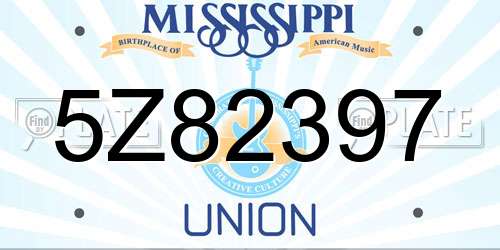 5Z82397 Mississippi License Plate