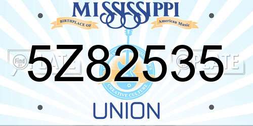 5Z82535 Mississippi License Plate