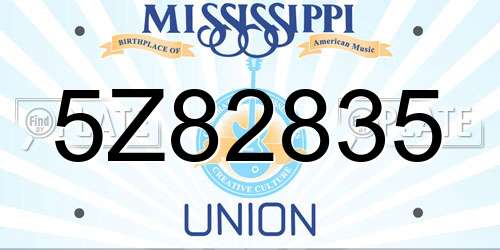5Z82835 Mississippi License Plate