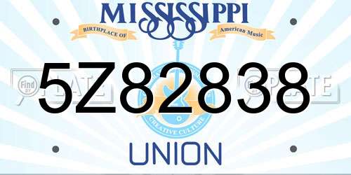 5Z82838 Mississippi License Plate