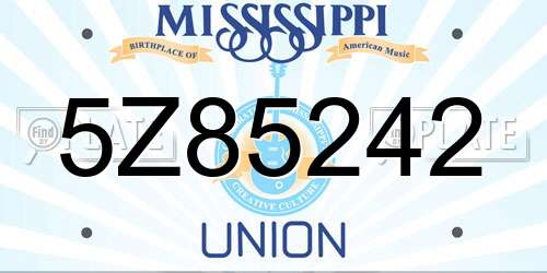 5Z85242 Mississippi License Plate