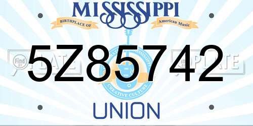 5Z85742 Mississippi License Plate