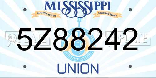 5Z88242 Mississippi License Plate