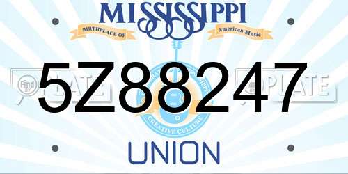 5Z88247 Mississippi License Plate