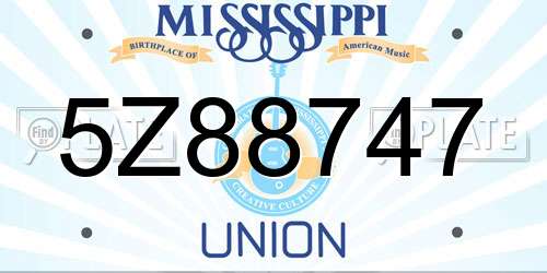 5Z88747 Mississippi License Plate