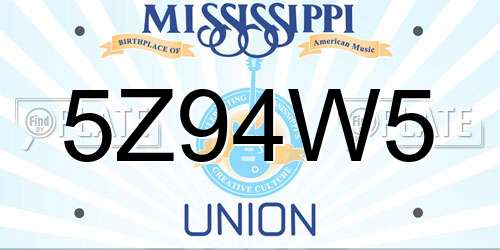 5Z94W5 Mississippi License Plate