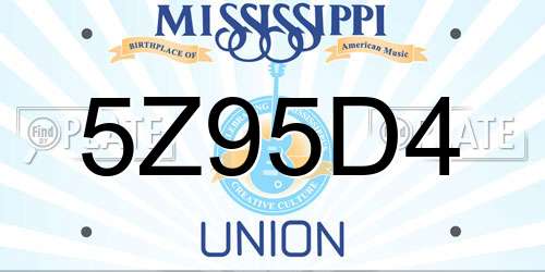 5Z95D4 Mississippi License Plate