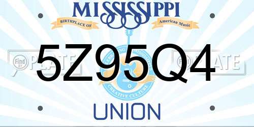 5Z95Q4 Mississippi License Plate