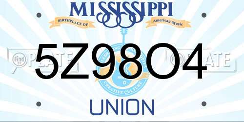 5Z98O4 Mississippi License Plate